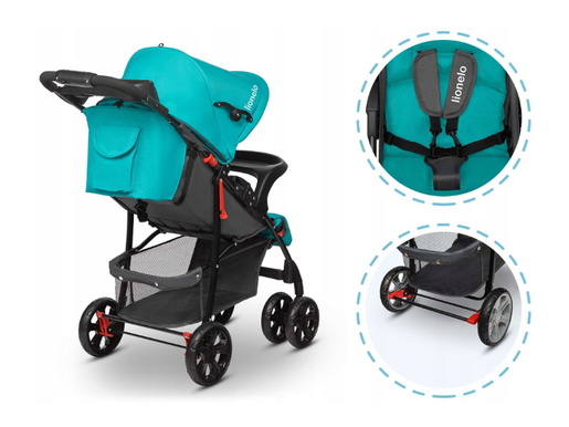 Lionelo dječja kolica EMMA PLUS tirkiz + torba za mamu