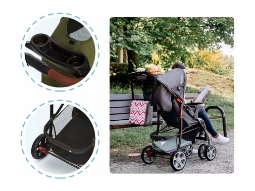 Lionelo dječja kolica EMMA PLUS zelena-smeđa + torba za mamu