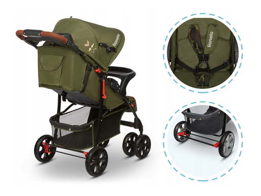 Lionelo dječja kolica EMMA PLUS zelena-smeđa + torba za mamu