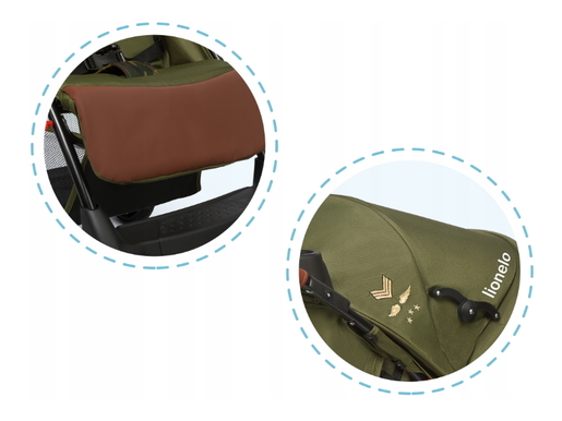 Lionelo dječja kolica EMMA PLUS zelena-smeđa + torba za mamu