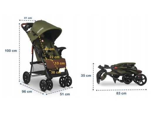 Lionelo dječja kolica EMMA PLUS zelena-smeđa + torba za mamu