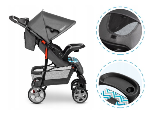 Lionelo dječja kolica EMMA PLUS siva-plava-scandi + torba za mamu