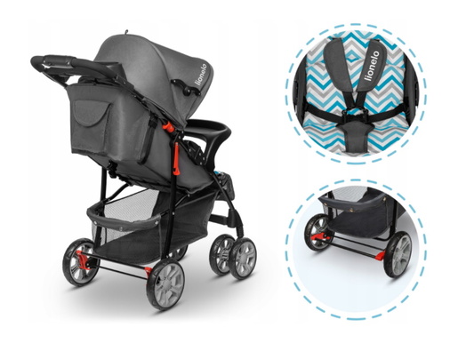 Lionelo dječja kolica EMMA PLUS siva-plava-scandi + torba za mamu
