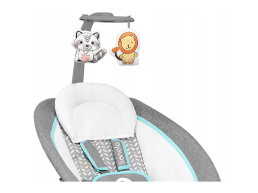 Lionelo dječja zibalica Pascal, 5 melodija, vibriranje, siva-scandi