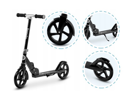 Lionelo romobil Luca, nosivost do 100Kg, za djecu i odrasle, crni