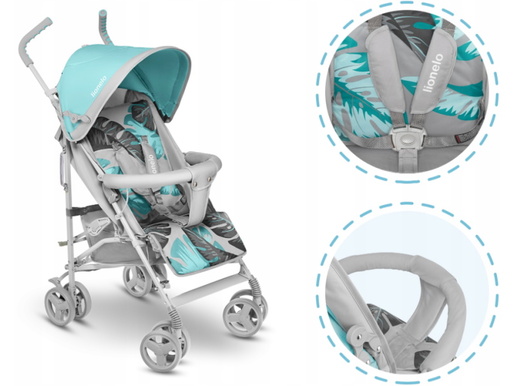 Lionelo dječja kolica ELIA tirkiz + zaštita od kiše, komaraca, prekrivač za noge