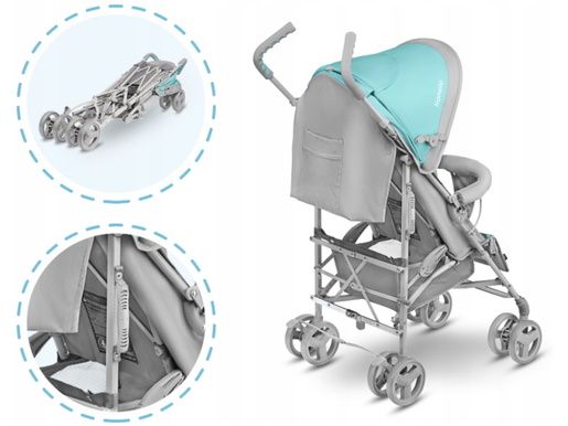 Lionelo dječja kolica ELIA tirkiz + zaštita od kiše, komaraca, prekrivač za noge