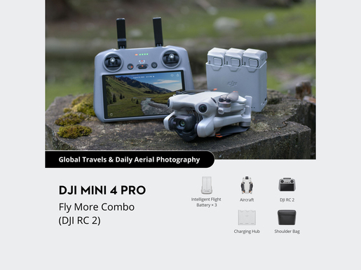 DJI Mini 4 Pro Fly More Combo + DJI RC 2, 4K/60fps HDR, ActiveTrack 360, Omnidir. Obstacle Sensing