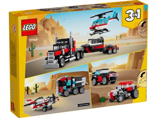 LEGO Creator Kamion s ravnom prikolicom i helikopter 31146