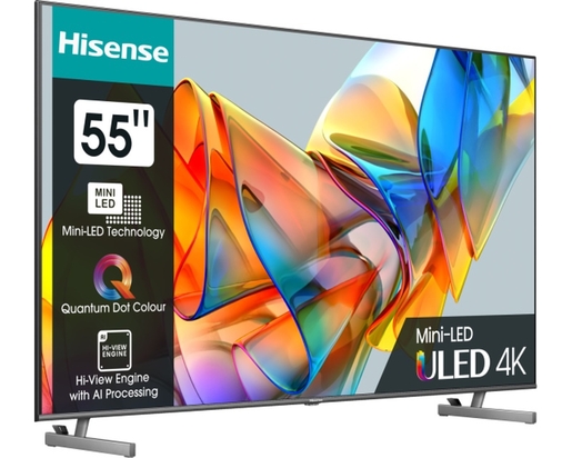 Hisense Mini-LED ULED TV 55" 55U6KQ, 4K Ultra HD, Smart TV, VIDAA Smart OS, DTS Virtual X, Quantum Dot Colour, HDR10+