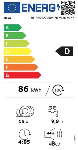 Beko mašina za pranje suđa BDFN 26530 W