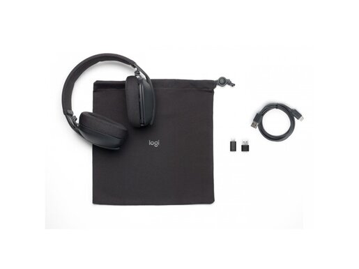 LOGITECH Zone Vibe Wireless Headphones for Business, dual noise-canceling mics, 40mm speaker drivers