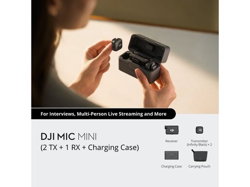 DJI Mic Mini (2 TX + 1 RX + Charging Case) - Ultralight Wireless Microphone System