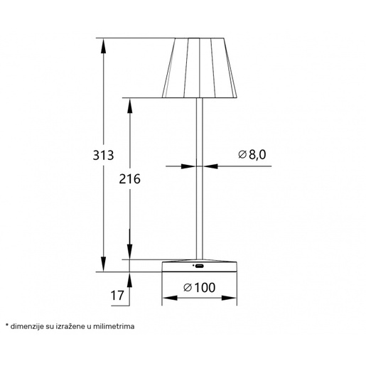 STONA LAMPA PUNJIVA 13T25 3W 3000K IP44 SIVA