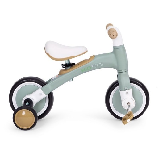 Ecotoys balans bicikl sa pedalama i pomoćnim točkovima 3u1 green