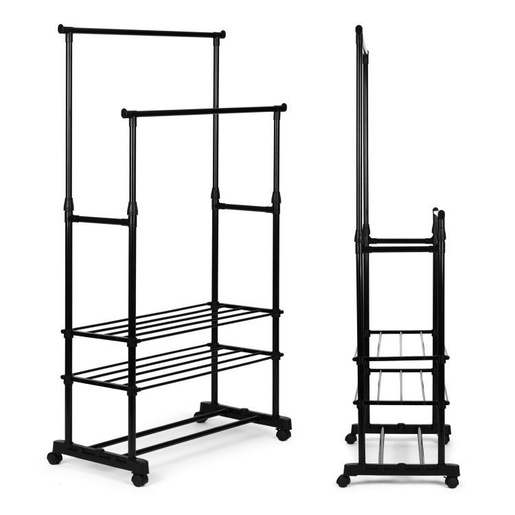 Univerzalni stalak za odjeću sa točkićima 2 šipke podesive visine