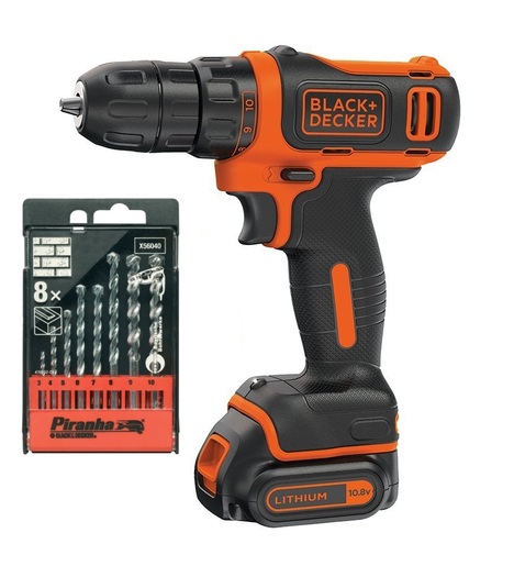 Black & Decker akumulatorska bušilica/odvijač + GRATIS garnitura svrdla za ciglu X56040