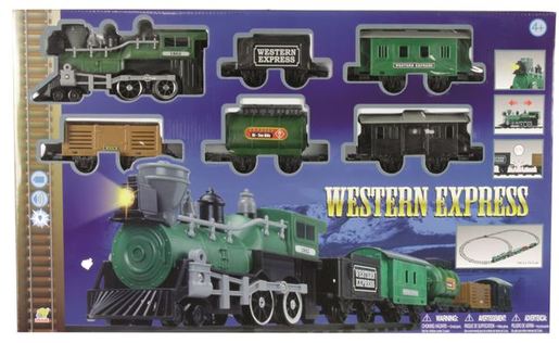 Vlak na baterije Western Express s 5 vagona, zeleni