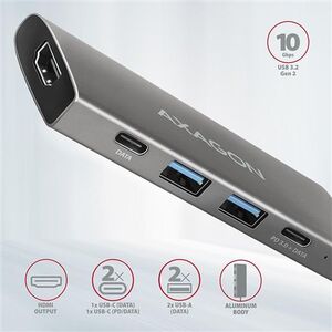 USB HUB 2xUSB3.2 Gen 2, 2xUSB-C(1x60W), HDMI HMC-5G2 AXA