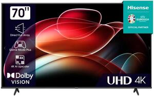Hisense LED 70" 70A6K, 4K Ultra HD, Smart TV, VIDAA U6, Dolby Vision, DTS Virtual X, AI 4K Upscaler **МОДЕЛ 2023**