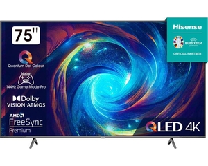 Hisense QLED TV 75" 75E7KQ PRO, 4K Ultra HD, Smart TV, VIDAA U7, Quantum Dot Colour, Dolby Vision, AI 4K Upscaler **МОДЕЛ 2023**