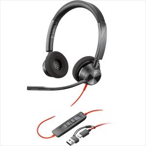 HEADPHONES POLY Blackwire 3320 w/microphone, MS Teams, USB-C + USB-C/A Adapter  8X220AA