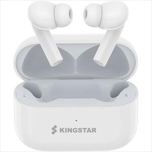 EARPHONES WIRELESS KINGSTAR TWS-K025, Bluetooth w/microphone, White