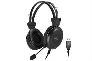 HEADPHONES A4TECH HU-30, w/microphone, USB, Black