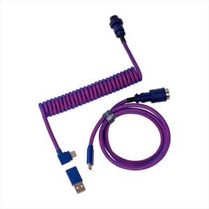 KEYBOARD ACCESSORY KEYCHRON COILED AVIATOR PREMIUM ANGLED CABLE  PURPLE (Type-C to Type-C) w/adapter type-A to Type-C