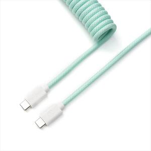 KEYBOARD ACCESSORY KEYCHRON COILED AVIATOR CUSTOM CABLE (Type-C to Type-C) w/adapter type-A to Type-C, MINT, Cab-18
