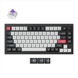 KEYBOARD MECHANICAL KEYCHRON Q1 HE QMK/VIA RGB Al. body, 75% HS Gateron Nebula switch, 2.4 GHz & BT, Carbon Black, w/knob, Q1H-M1