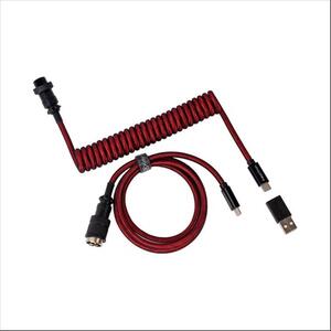 KEYBOARD ACCESSORY  KEYCHRON COILED AVIATOR PREMIUM (Type-C to Type-C) w/adapter type-A to Type-C, RED