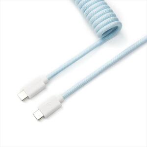 KEYBOARD ACCESSORY KEYCHRON COILED AVIATOR CUSTOM CABLE (Type-C to Type-C) w/adapter type-A to Type-C, LIGHT BLUE, Cab-19