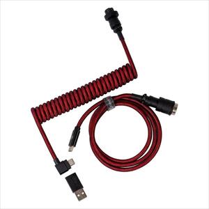 KEYBOARD ACCESSORY KEYCHRON COILED AVIATOR PREMIUM ANGLED CABLE  RED (Type-C to Type-C) w/adapter type-A to Type-C