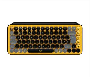 KEYBOARD MECHANICAL LOGITECH POP KEYS Brown Tactile switch w/Emoji, Logi Bolt w/Bluetooth Multi-device Blast Yellow 920-010735