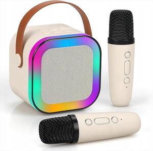 SPEAKERS BLUETOOTH EXTRALINK MINI KARAOKE SET FOR KIDS, x2 MICS+SPEAKER RGB, (BT, AUX, SD CARD) WHITE