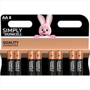Battery DURACELL LR6 SIMPLY ALKALINE, 8xAA  1.5V 8pcs pack blister MN1500
