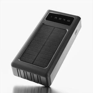 POWER BANK EXTRALINK EPB-092 20000mAh w/digital display, LED torch, Dual input (Micro-USB, USB-C) /output( 2xUSB-A), IPX4, w/solar panel, x4 cables included (USB-A, microUSB, Type-C, Lightning), Black