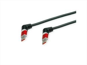 CABLES USB TYPE-C TO TYPE-C 2M ROLINE 360° Rotation 60W, Black/Red, 11.02.8348-10
