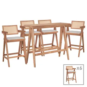 247-000018 Трпезариски сет Winslow Ι сет 7 парчиња rubberwood светло орев 120x45x100cm