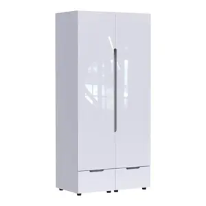 361-000017 Двокрилен гардеробер Afina бела сјајна боја 100x57x213см