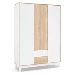 173-000007 Плакар Awell 3 врати сонома-бела 153.5x54.5x216cm