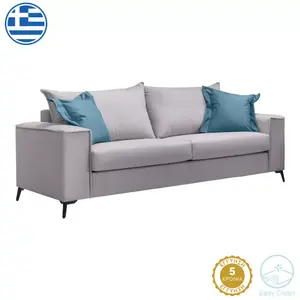 168-000082 Verona тросед светло сива ткаенина со сини перници