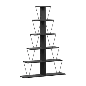 225-000041 Полица за книги mini Tars антрацит-црна 130x22x146cm