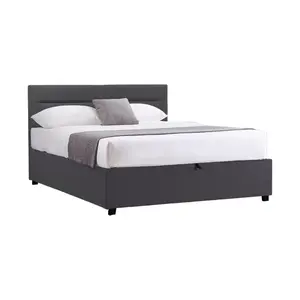 006-000057 Molito pakoworld velvet bed in black shade with storage space 120x200cm