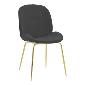 273-000016 Стол Maley темно сив кадифе-златен метал 47x60x90см