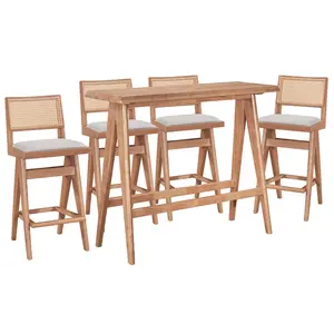 247-000015 Трпезариски сет Winslow сет 5 парчиња rubberwood светло Орев 120x45x100cm