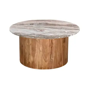 379-000008 Клуб маса Sergy 70x70x35см – акација / мермер