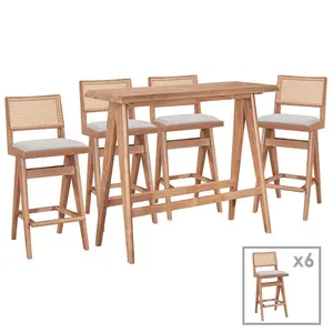 247-000016 Трпезариски сет Winslow ство сет 7 парчиња rubberwood светло орев 120x45x100см