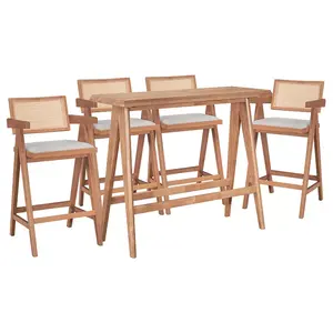 247-000017 Трпезариски сет Winslow Ι сет 5 парчиња rubberwood светло Орев 120x45x100cm